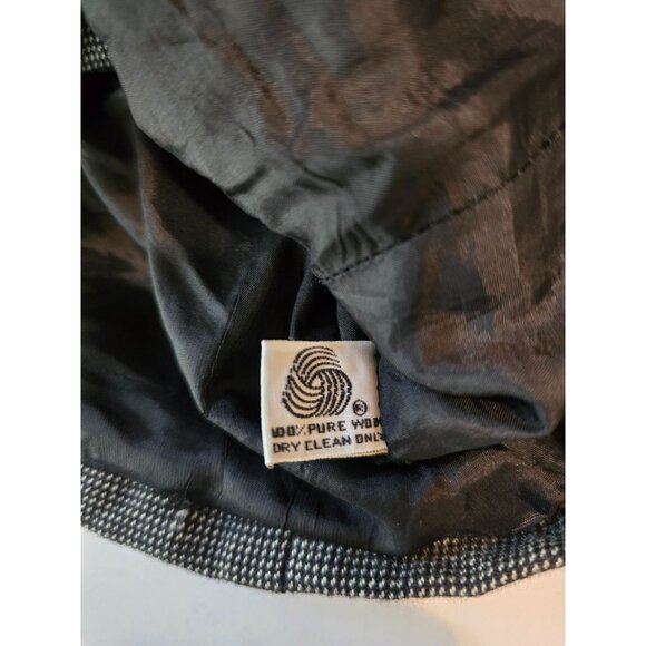 Liz Claiborne Vintage 90s Houndstooth Wool Double-Breasted Cropped Blazer - Picture 6 of 10